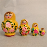 buttede gule babuska dukker vintage træ dukke russiske dukker 